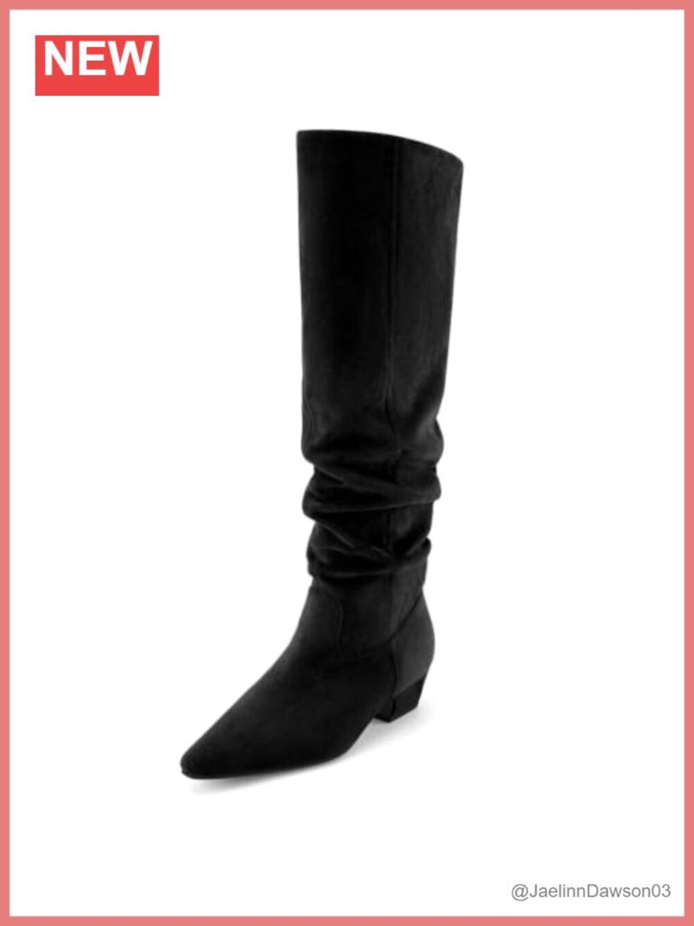 Women's Suede Slouchy Knee High Boots Chunky Heel Pointed Toe